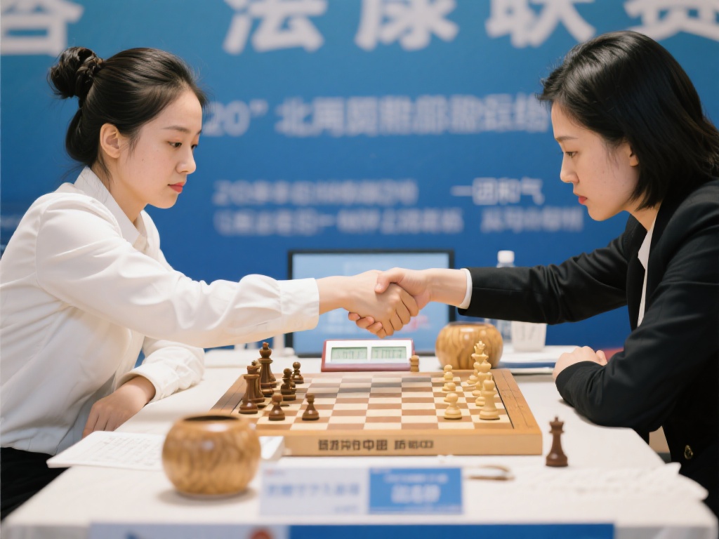 揭幕战一团和气 谭中怡居文君握手言和 比赛伊始,双方开局稳健,既没有轻易冒险,